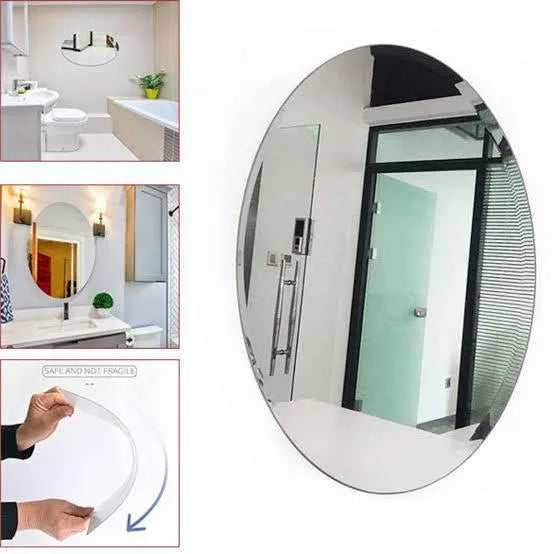 3 Pcs Flexible Oval Mirror Wall Stickers