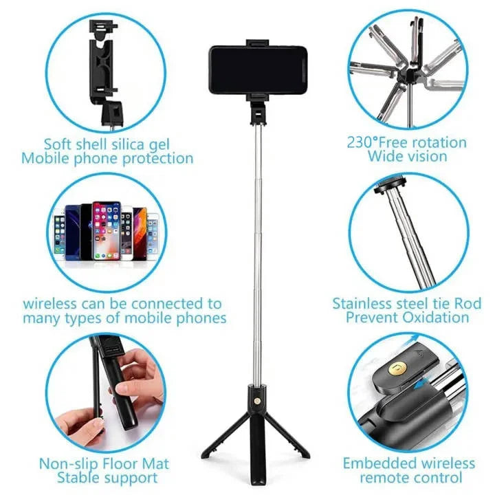 4 in 1 Tripod Selfie Stick With Remote Control