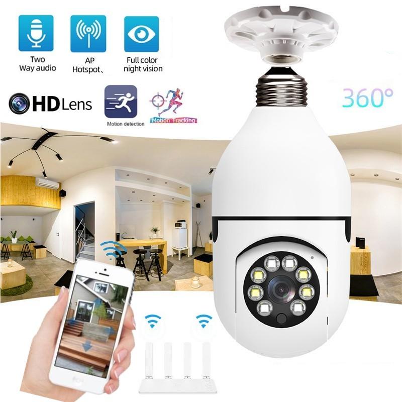 1080P HD WiFi Light Bulb Security Camera with Full-Color Night Vision – Wireless Home & Office Monitoring