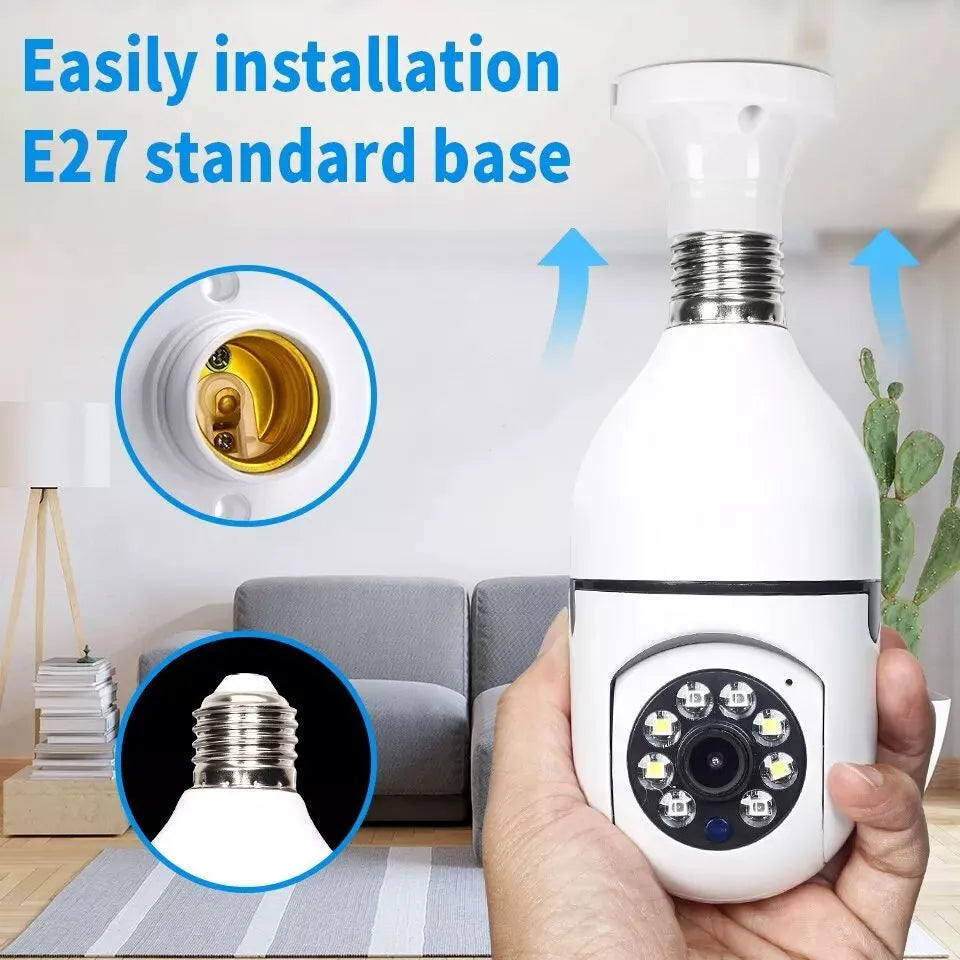 1080P HD WiFi Light Bulb Security Camera with Full-Color Night Vision – Wireless Home & Office Monitoring