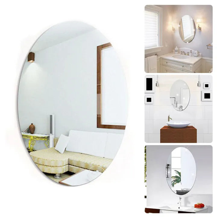 3 Pcs Flexible Oval Mirror Wall Stickers