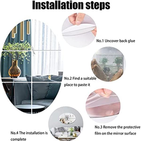 3 Pcs Flexible Oval Mirror Wall Stickers