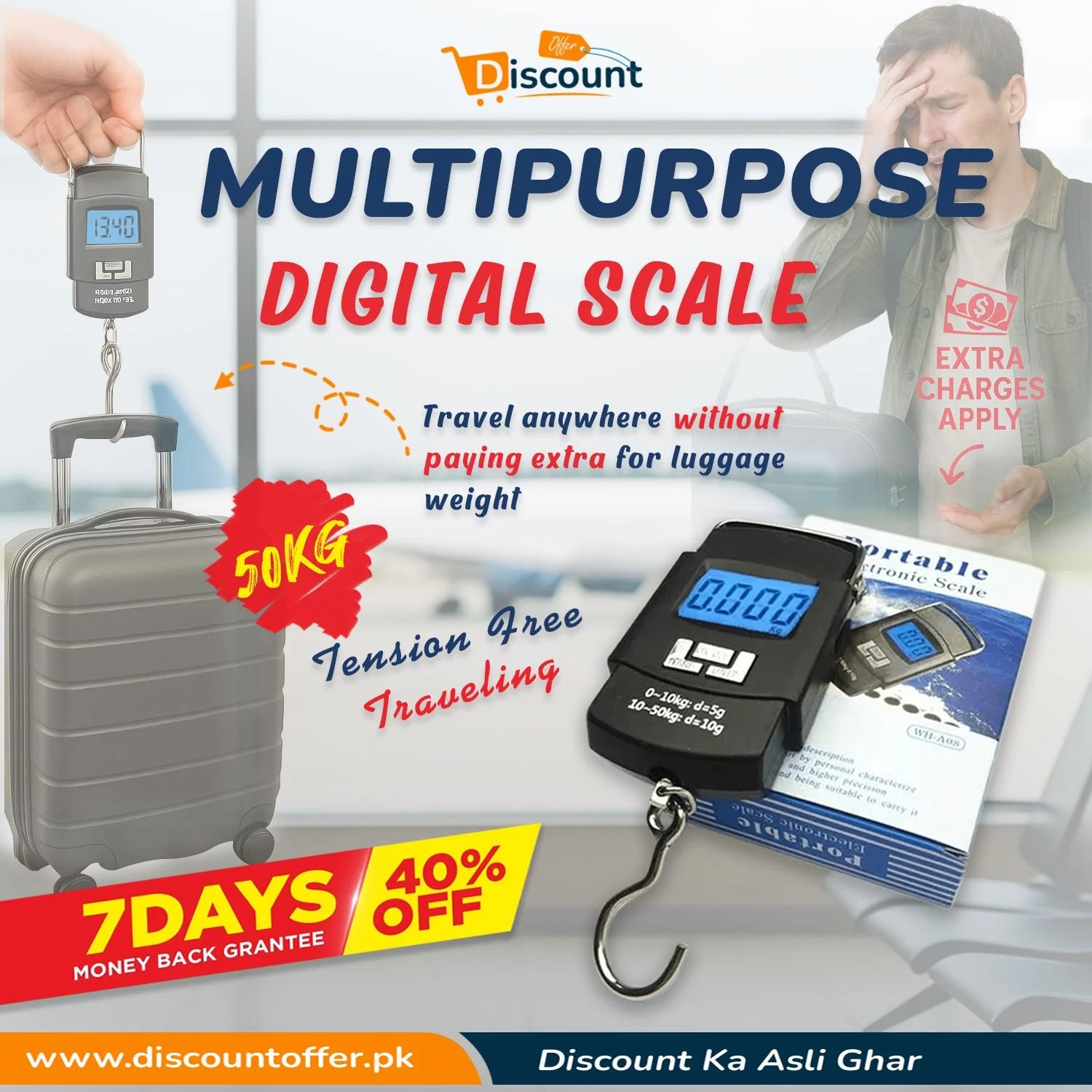 50kg Digital Hanging Scale – Multipurpose Luggage & Kitchen Use