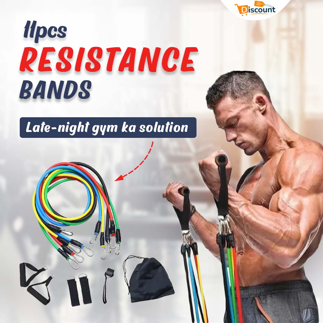 11 Pcs Resistance Bands for Workout & Exercise – Complete Fitness Set
