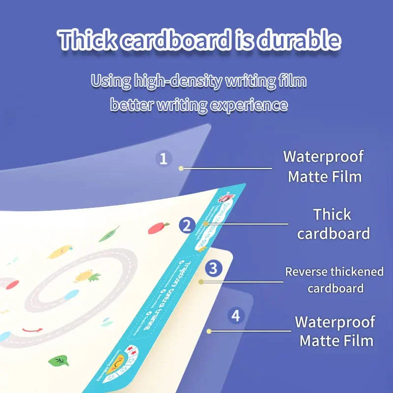 Reusable Educational Tracing Work Book for kids 64 Pages ( 2 Markers & Duster Attched)